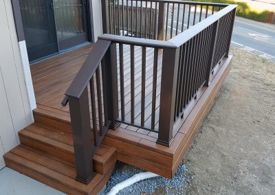Zuri Walnut Deck with TimberTech Rail in Novato - small stairs