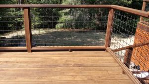 Thermally Modified Wood Ash Deck in Occidental with Wild Hog Wire Rail